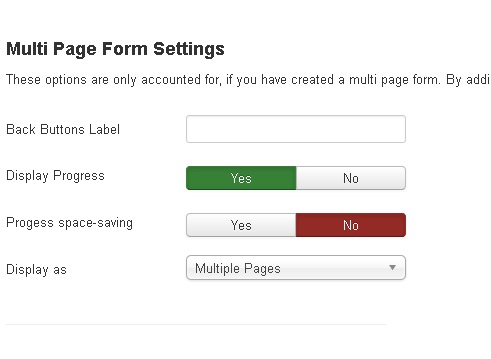 Form Options - Multi Page forms
