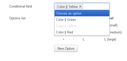 Conditional options selected
